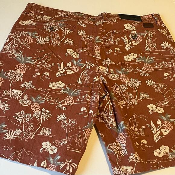 NWT Jachs NY Classic Khaki Twill Hawaii Print Bleecker Shorts - 32" Waist - Picture 2 of 8